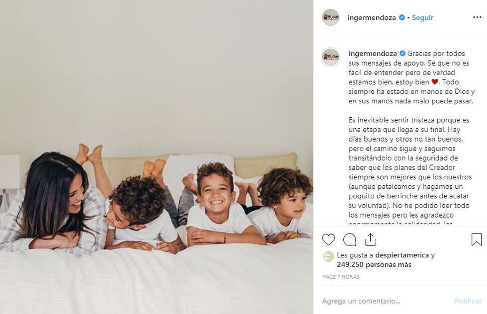 Inger envío un mensaje de agradecimiento a todos sus fans por el apoyo tras la situación con Nacho (Foto: Instagram)