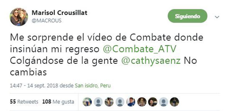 Marisol Crousillat negó que vaya a participar en la final de Combate.