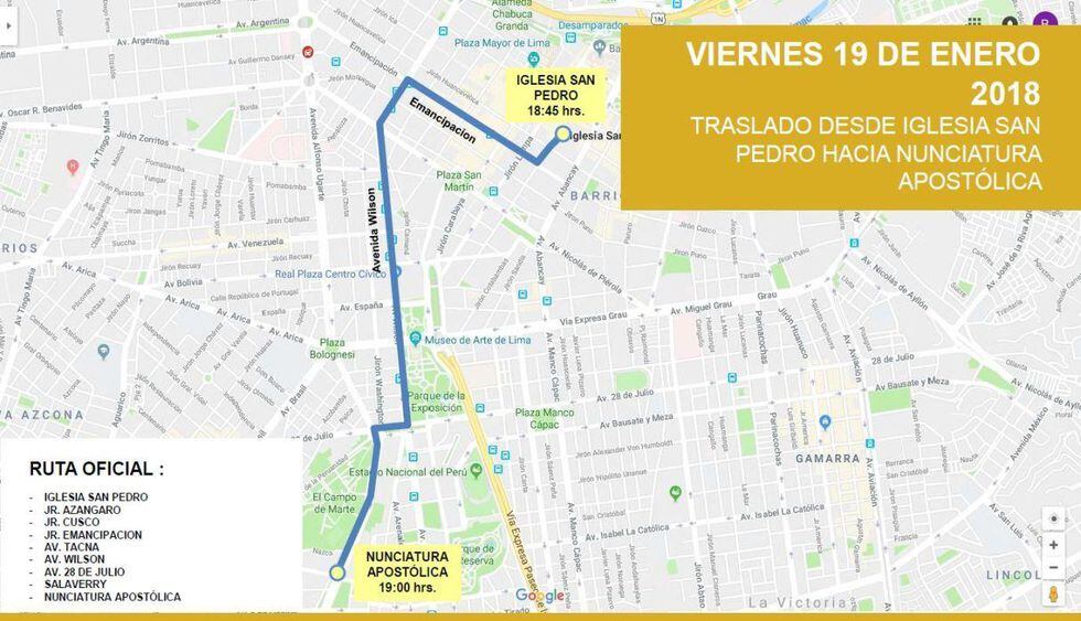 Rutas Papa Francisco en Lima (Difusión)