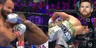 Hermano del Canelo Álvarez recibe golpiza en pelea de título mundial y estuvo a punto de caer afuera del ring | VIDEO