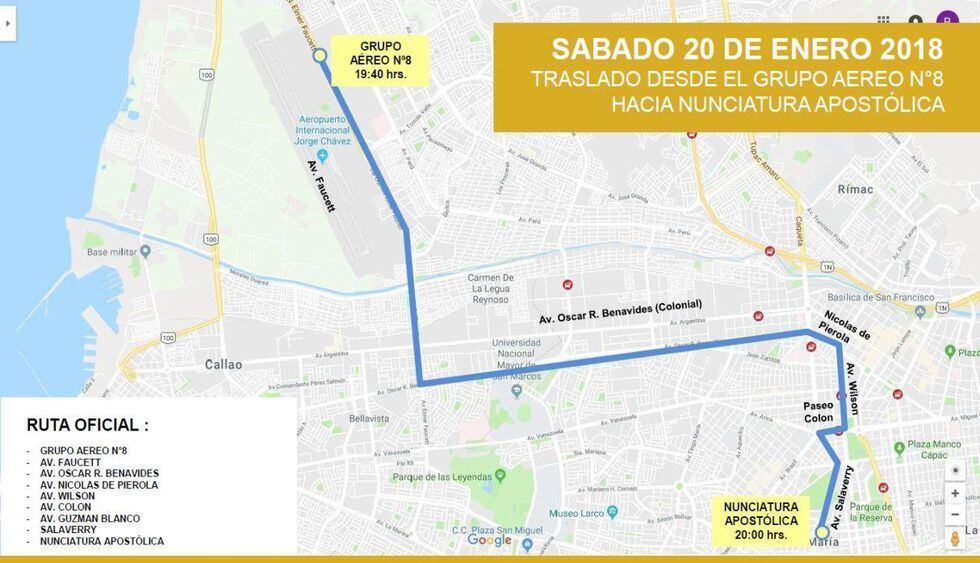 Rutas Papa Francisco en Lima (Difusión)