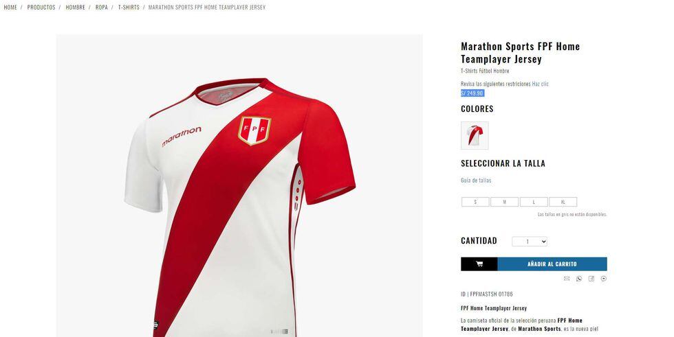 El precio de la nueva camiseta de Perú (Foto: Captura).