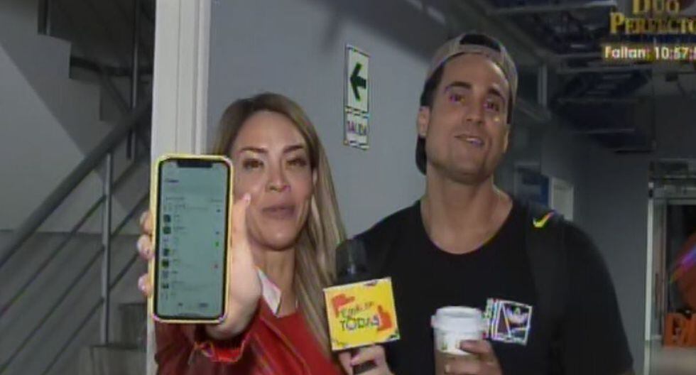 Sheyla Rojas revisa celular a Gino Assereto