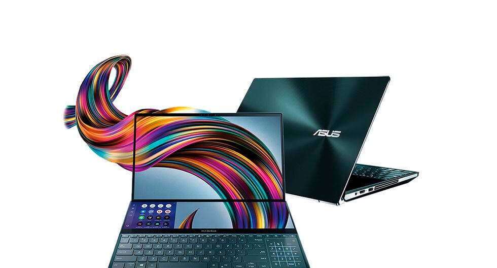 Zenbook Pro Duo cuenta con una pantalla de 15.6 pulgadas y una ScreenPad Plus, una pantalla completa táctil secundaria de 14 pulgadas. (Foto: Asus)