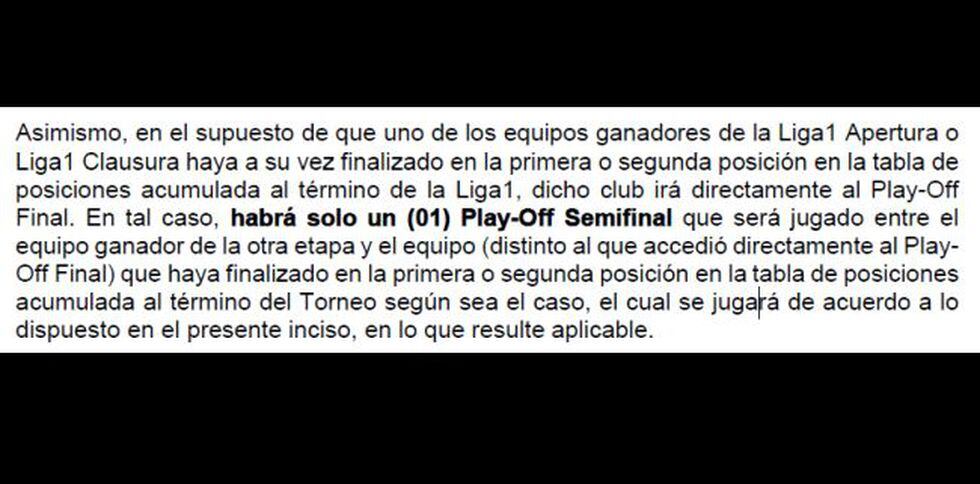 Extracto de las bases de la Liga 1: