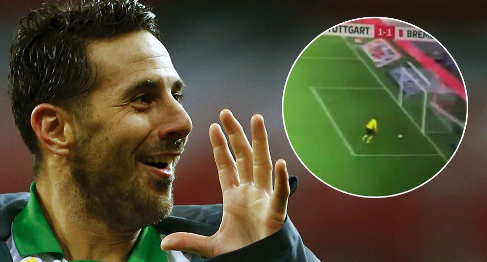 Claudio Pizarro presenció un gol insólito en la Bundesliga. (Foto: Reuters / Captura)