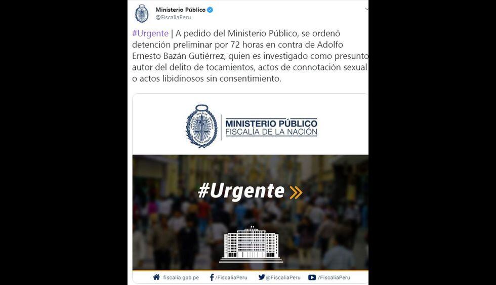 Detención preliminar contra Adolfo Bazán (Fuente: Twitter)