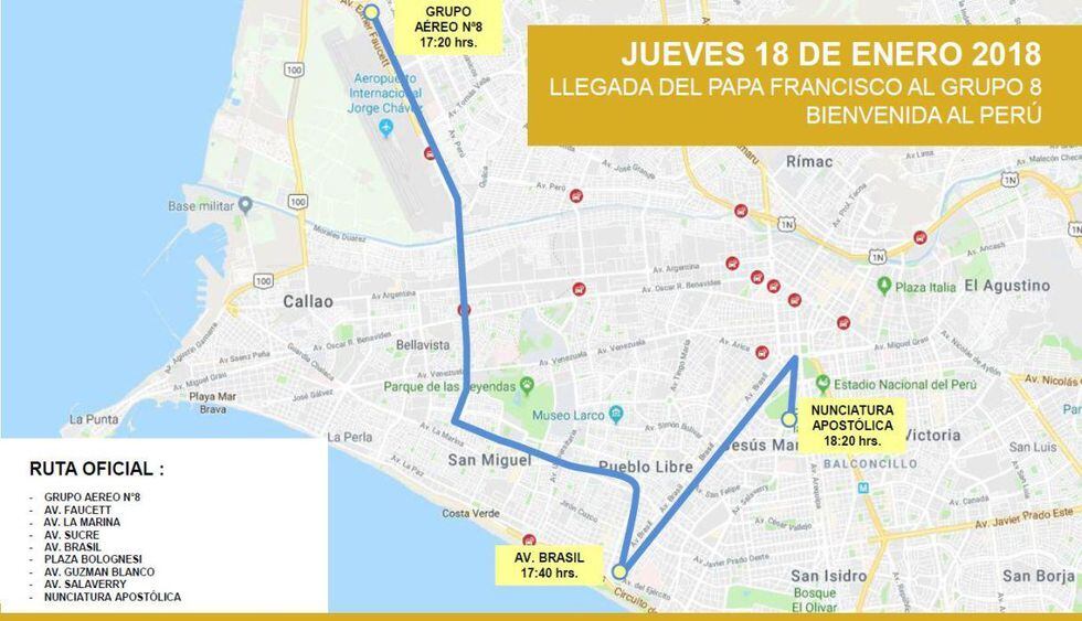 Rutas Papa Francisco en Lima (Difusión)