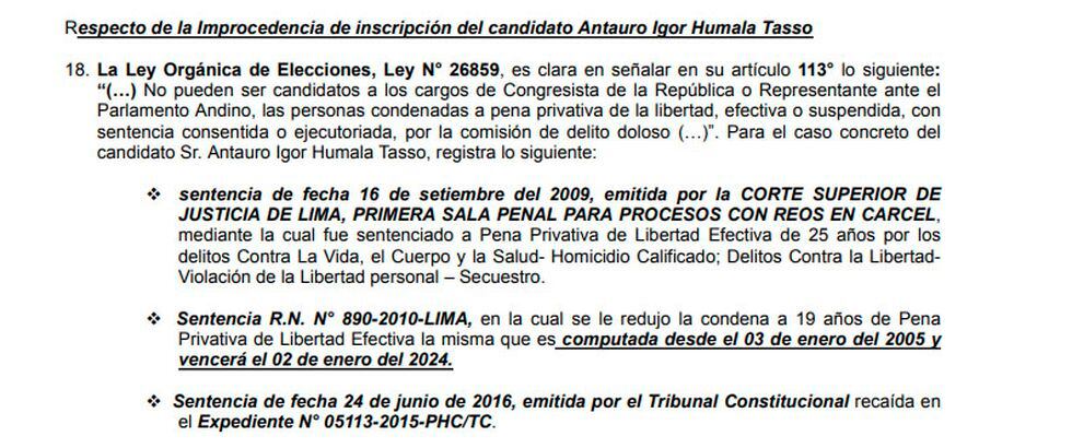 El Jurado Electoral Especial (JEE) Lima Centro recordó que Antauro Humala cumple una sentencia de 19 años de prisión. (Foto: Difusión)