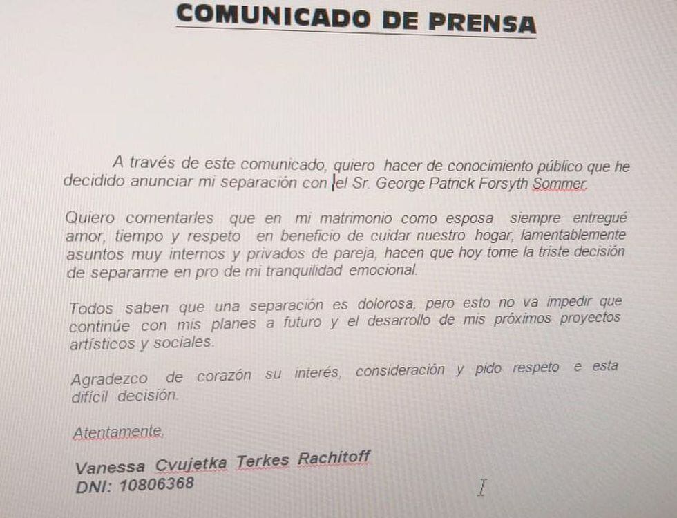 Comunicado Vanessa Terkes