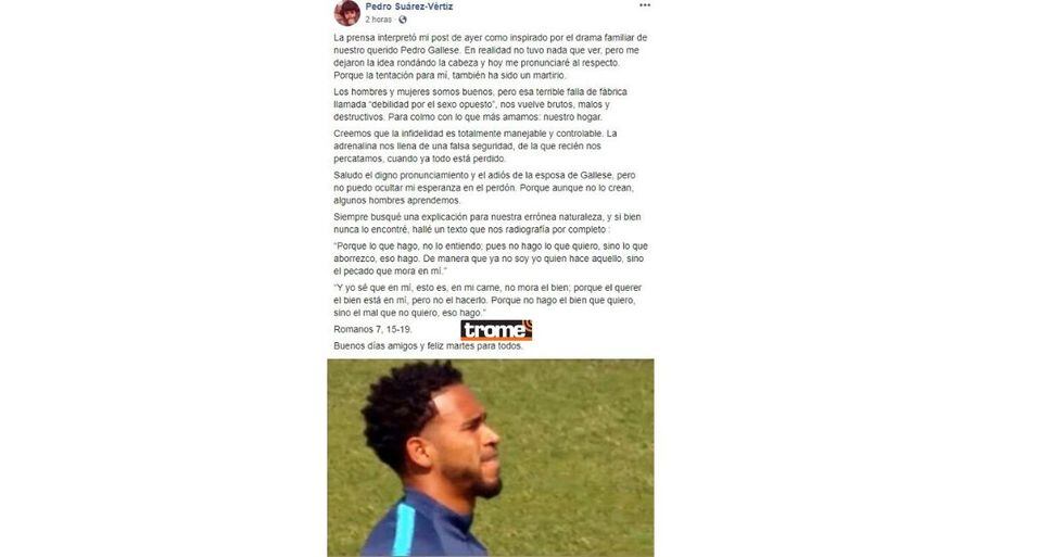 Pedro Suárez Vértiz se refiere al ampay de Pedro Gallese y la decisión de Claudia Díaz