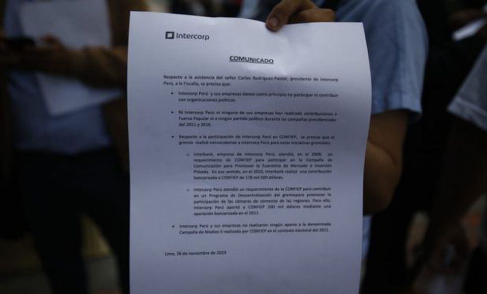Comunicado de Intercorp. (Foto: Renzo Salazar/GEC)