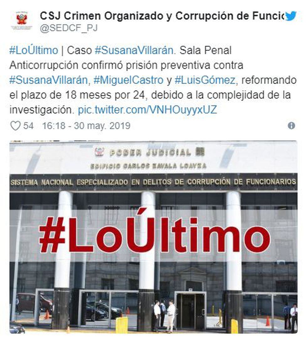 Susana Villarán: Poder Judicial confirma prisión preventiva y la amplía a 24 meses