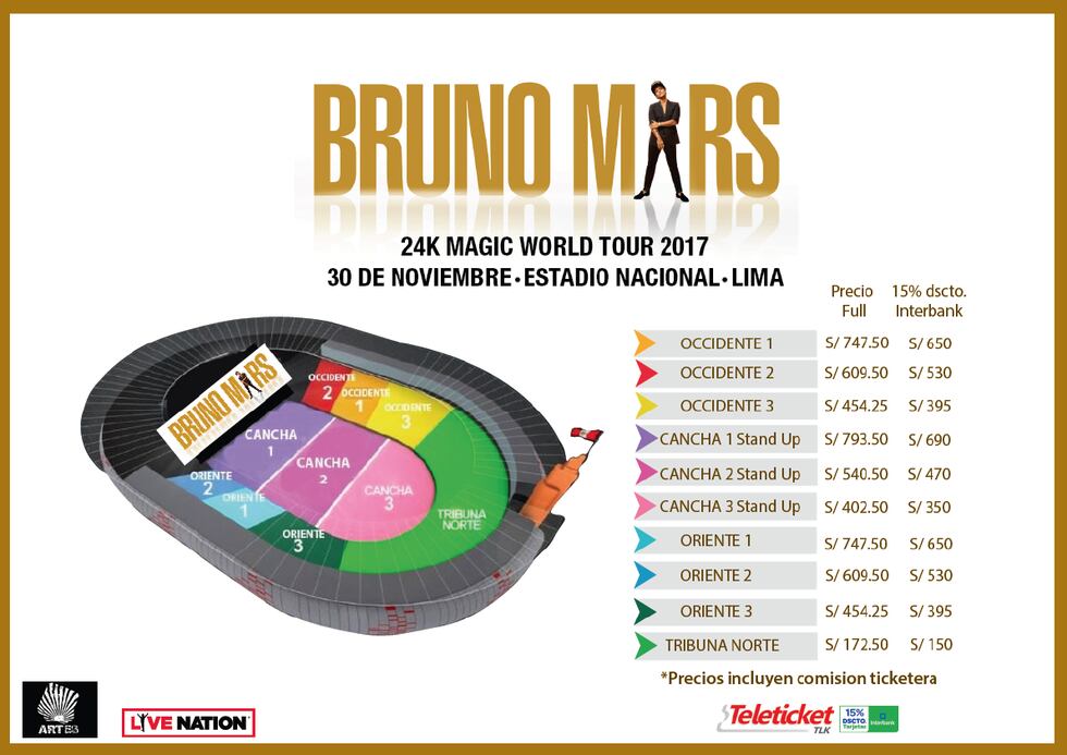 Bruno Mars: Precios