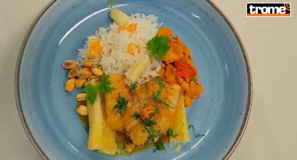Acompañar la preparación con arroz blanco, yuca sancochada y canchita serrana.