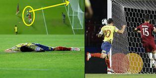 James Rodríguez falló gol en la puerta del arco y terminó aplastado de la frustración en el Colombia-Qatar