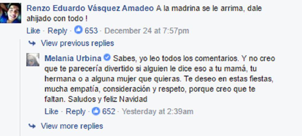 Este fue el comentario machista que tuvo que leer Melania Urbina.